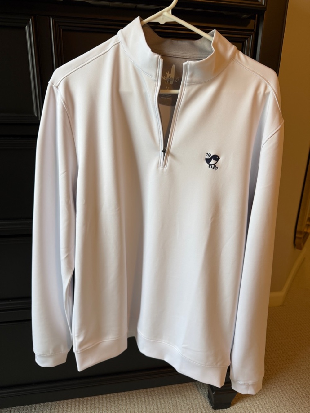 Johnnie-O Medium White Quarter Zip Nemacolin Resort Golf Fat Bird Men’s
